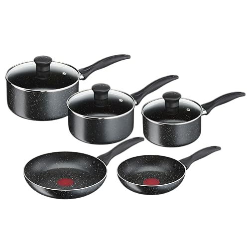 Tefal 5 Piece Origins Stone Pots and Pans set, Non...