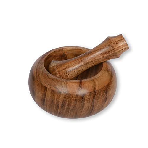 EDHAS Handmade Acacia Wood Mortar and Pestle...