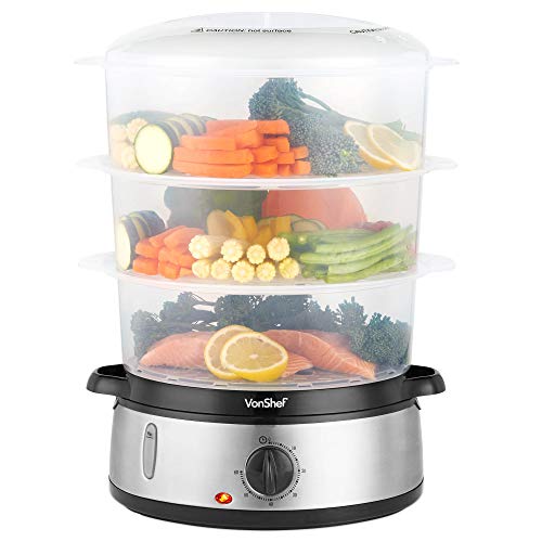 VonShef Food Steamer Electric with 3 Removable...