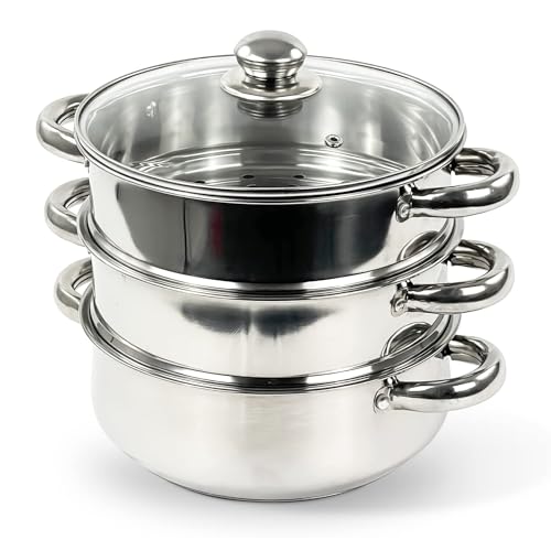 New 3PC Stainless Steel Steamer Cooker Pot Set PAN...