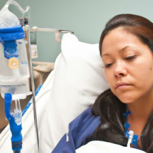 a woman infused in hospital