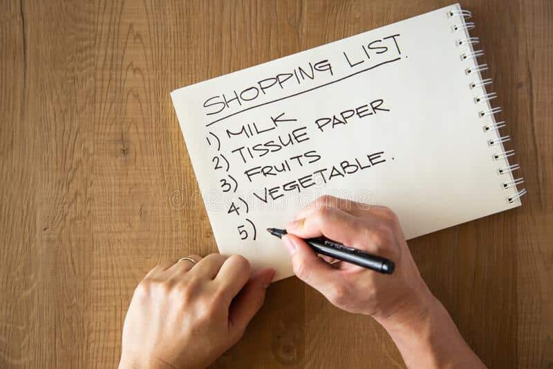 how to write a shopping list