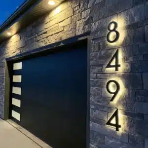 Metal 3D LED House Number Light Outdoor Stainless Steel Lighted Letter Sign Logo Address Plaque Home Hotel Door Plate Waterproof